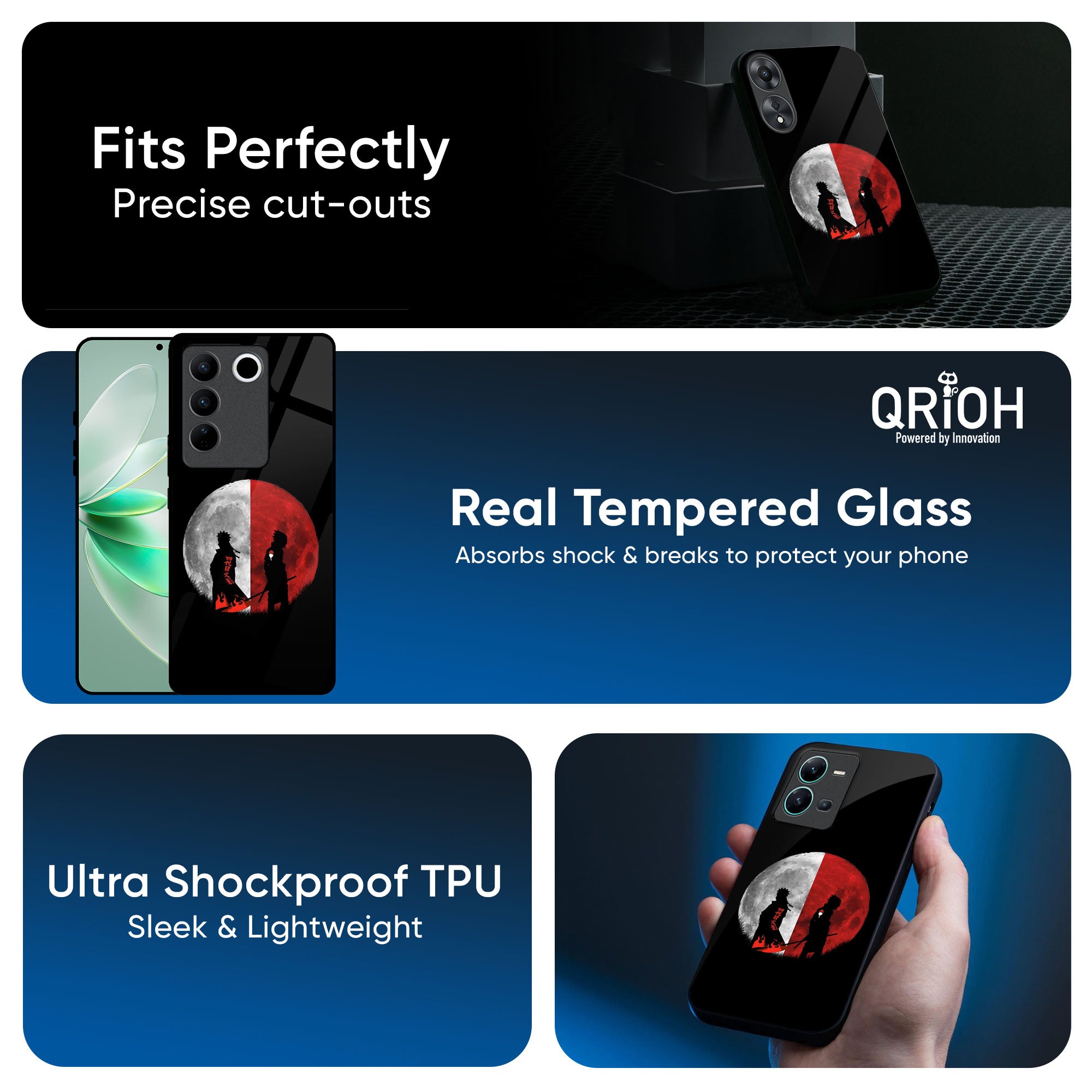 Anime Red Moon Glass Case for IQOO Z9s Pro 5G