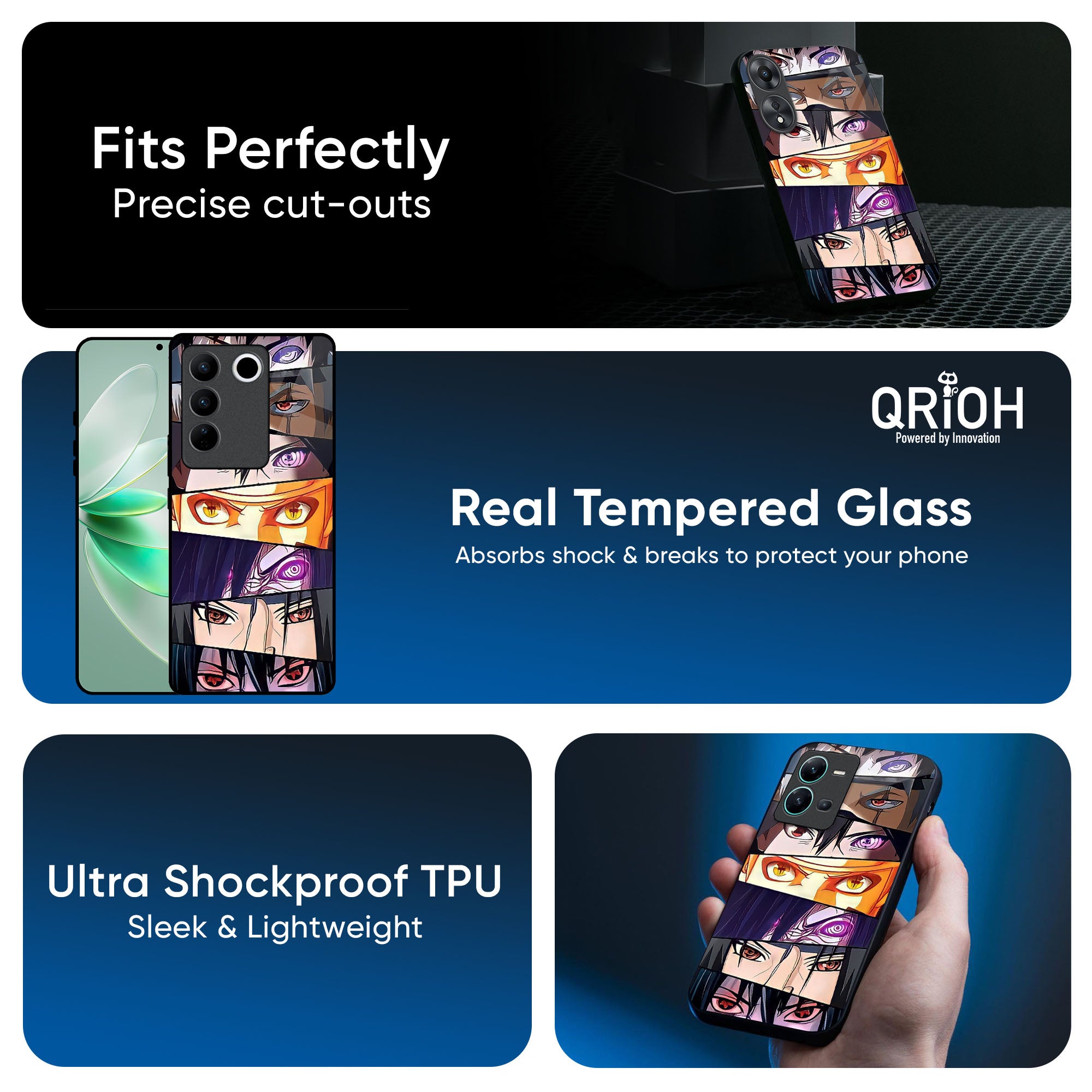 Anime Eyes Glass Case for IQOO Z9s Pro 5G