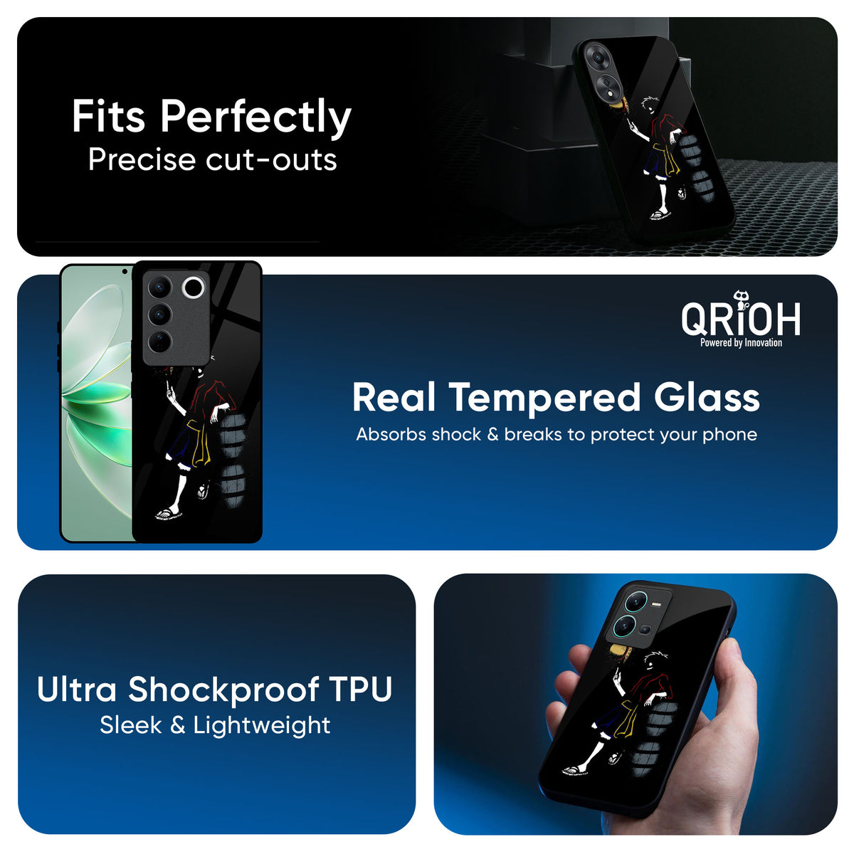 Luffy Line Art Glass Case for Vivo X200 5G