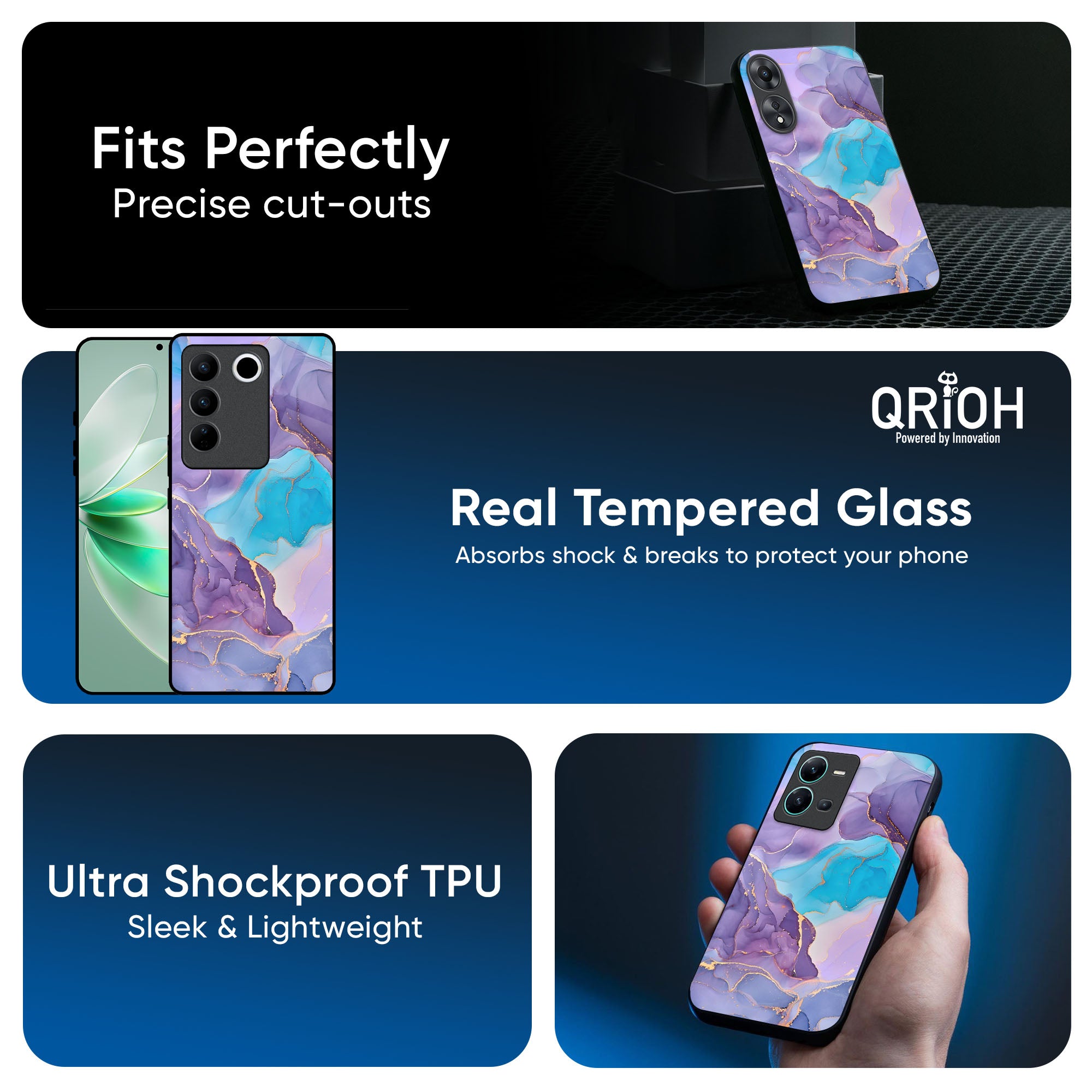 Alcohol ink Marble Glass Case for IQOO 13 5G