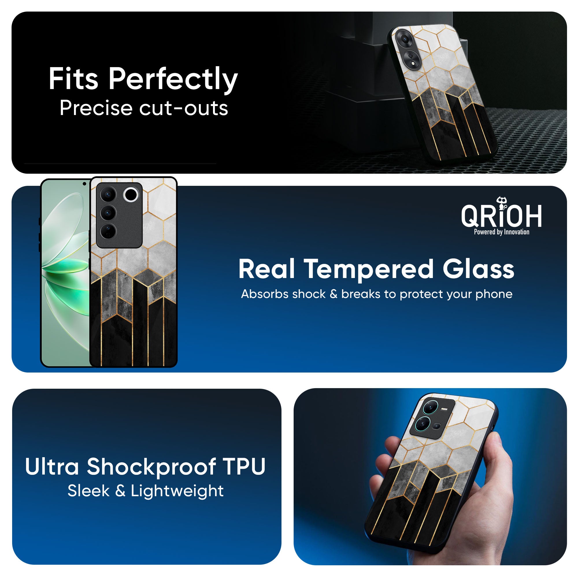 Tricolor Pattern Glass Case for IQOO Z9s Pro 5G