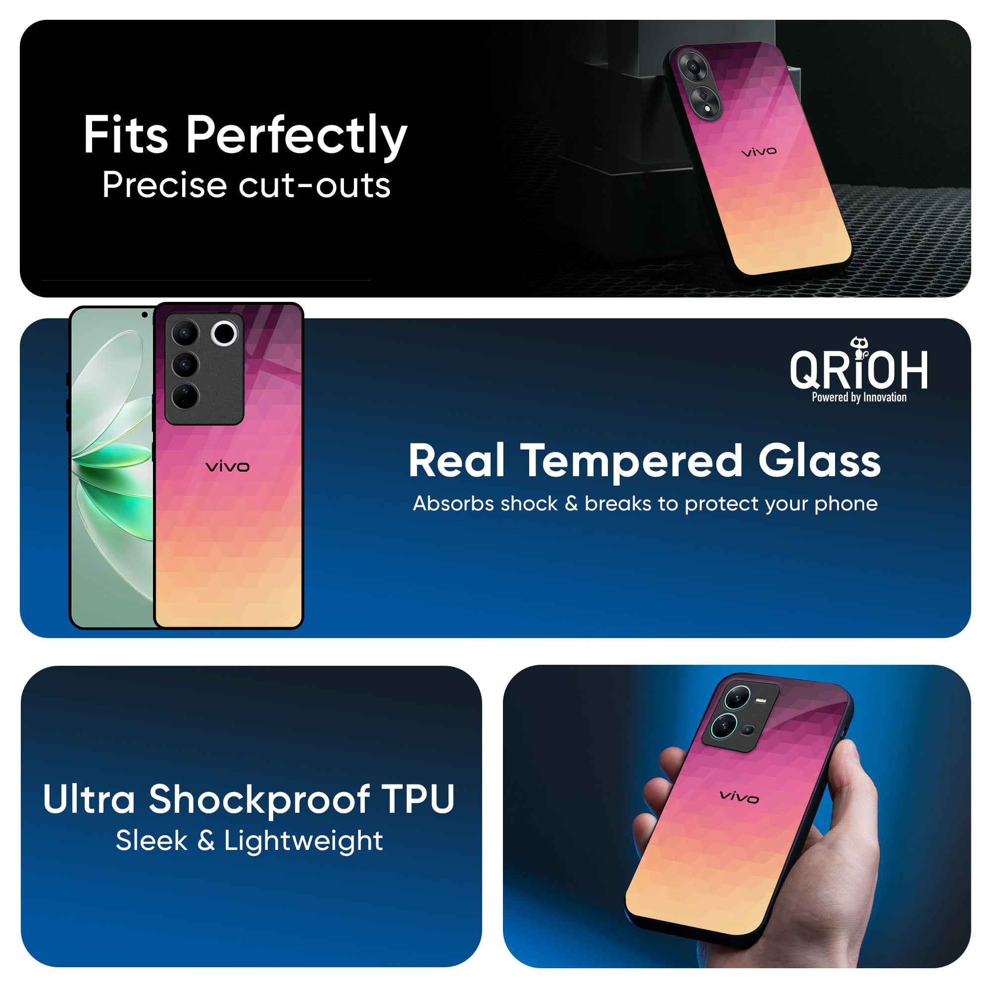 Geometric Pink Diamond Glass Case for IQOO Z9s Pro 5G