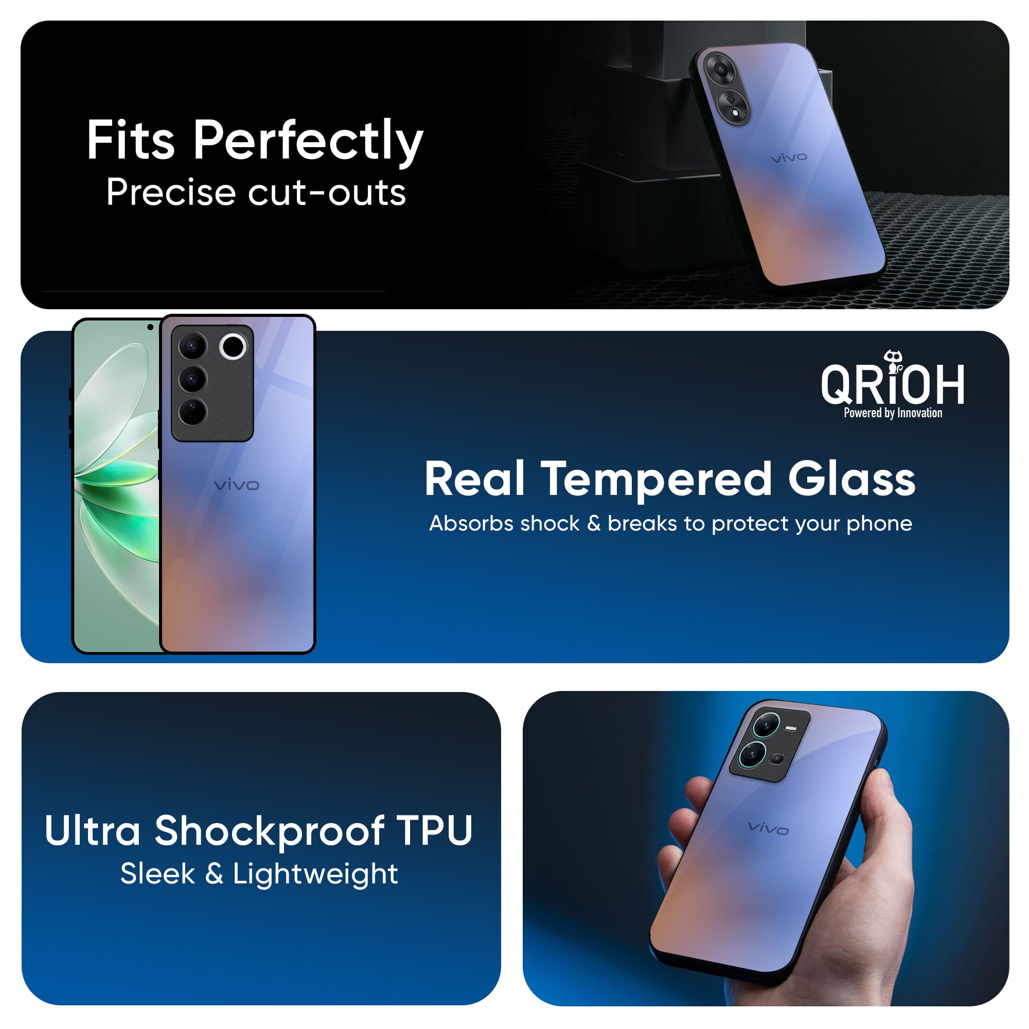 Blue Aura Glass Case for IQOO Z9s Pro 5G