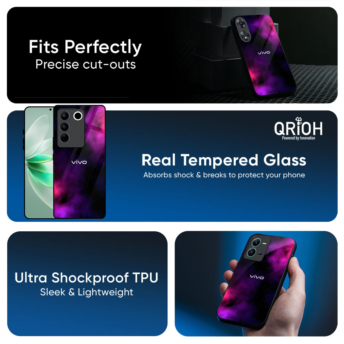 Pink Galaxy Glass Case for IQOO Z9s Pro 5G