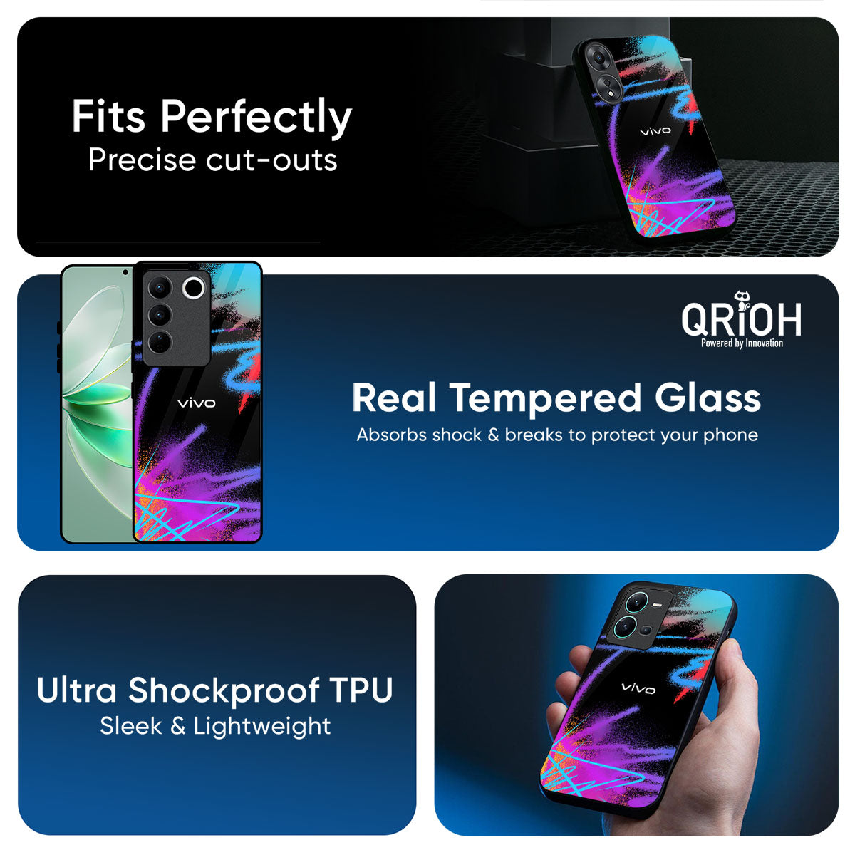 Brushy Color Glass Case for Vivo Y300 5G