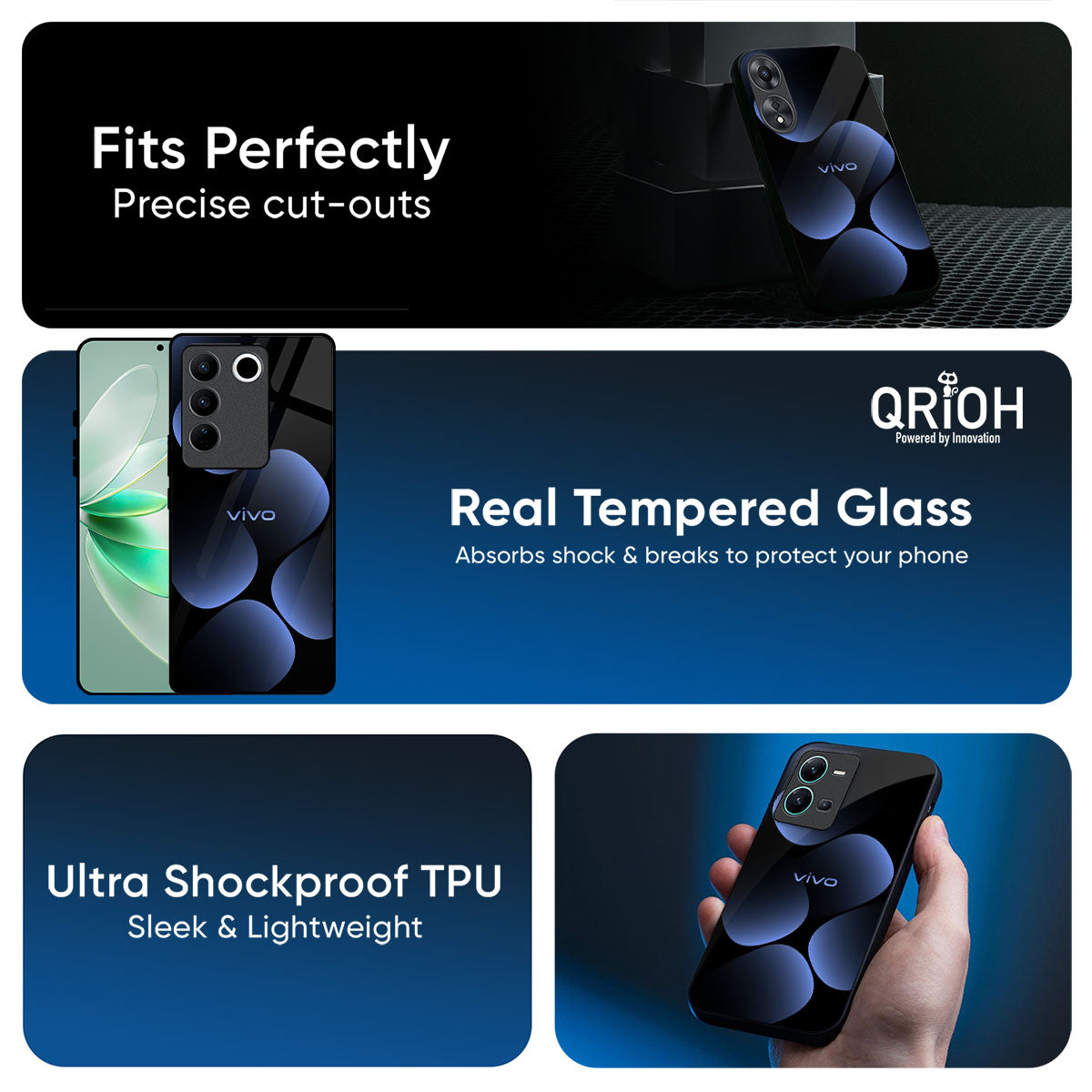 Five Blue Spots Glass Case for Vivo Y300 5G