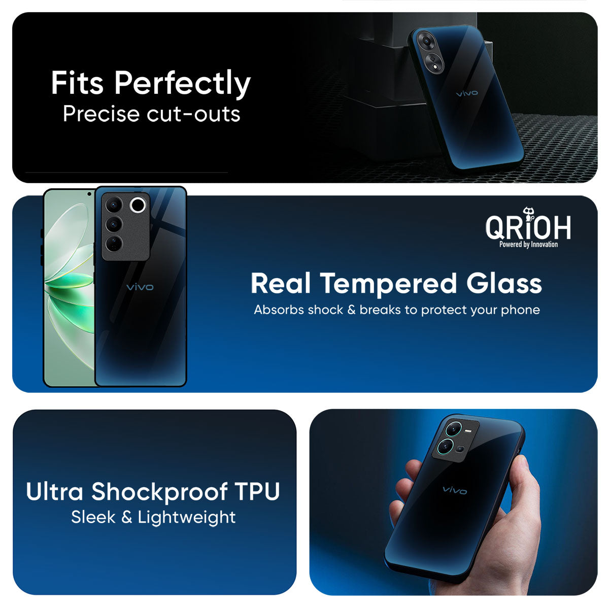 Blue Dynamic Glass Case for IQOO Z9s Pro 5G