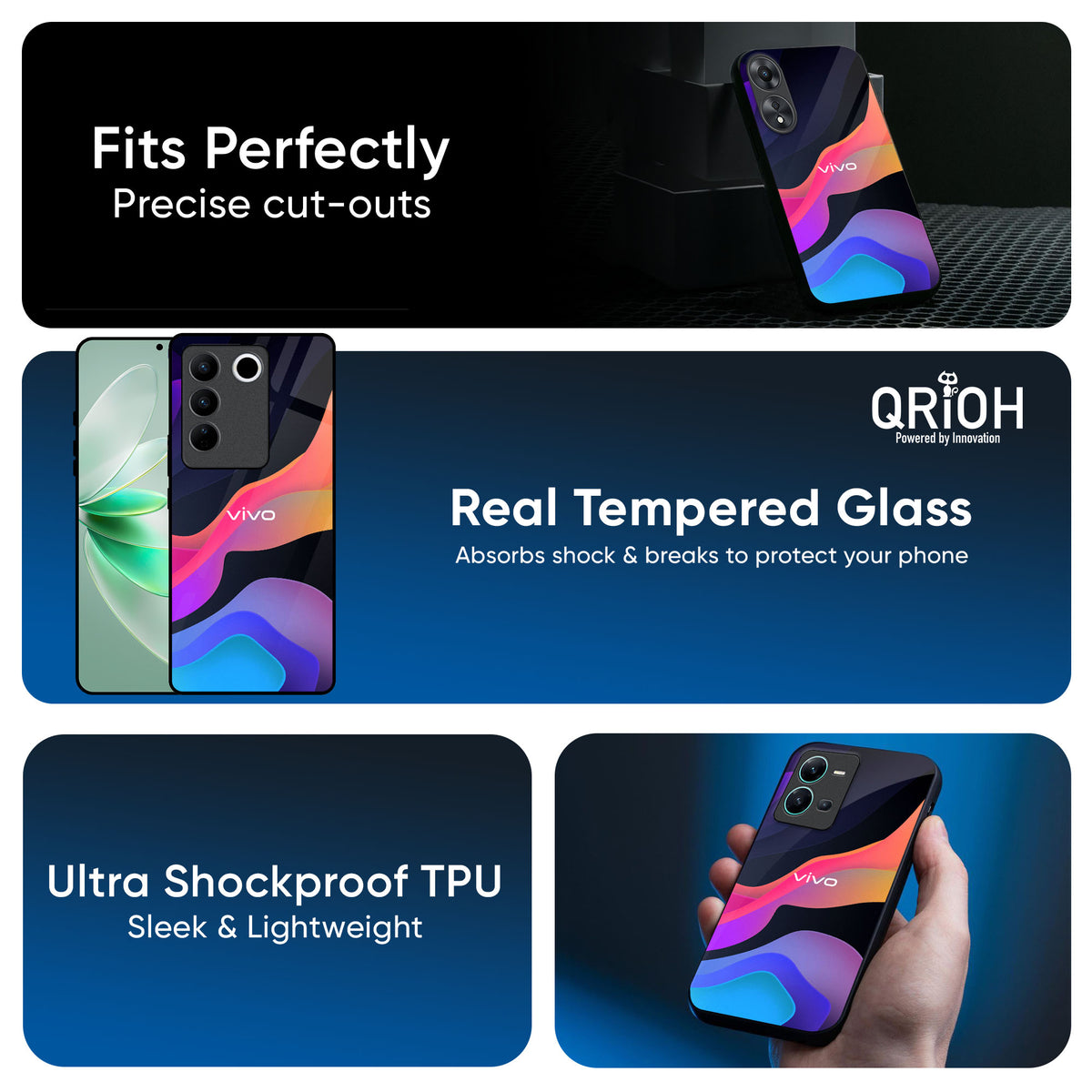 Colorful Fluid Glass Case for Vivo X200 Pro 5G