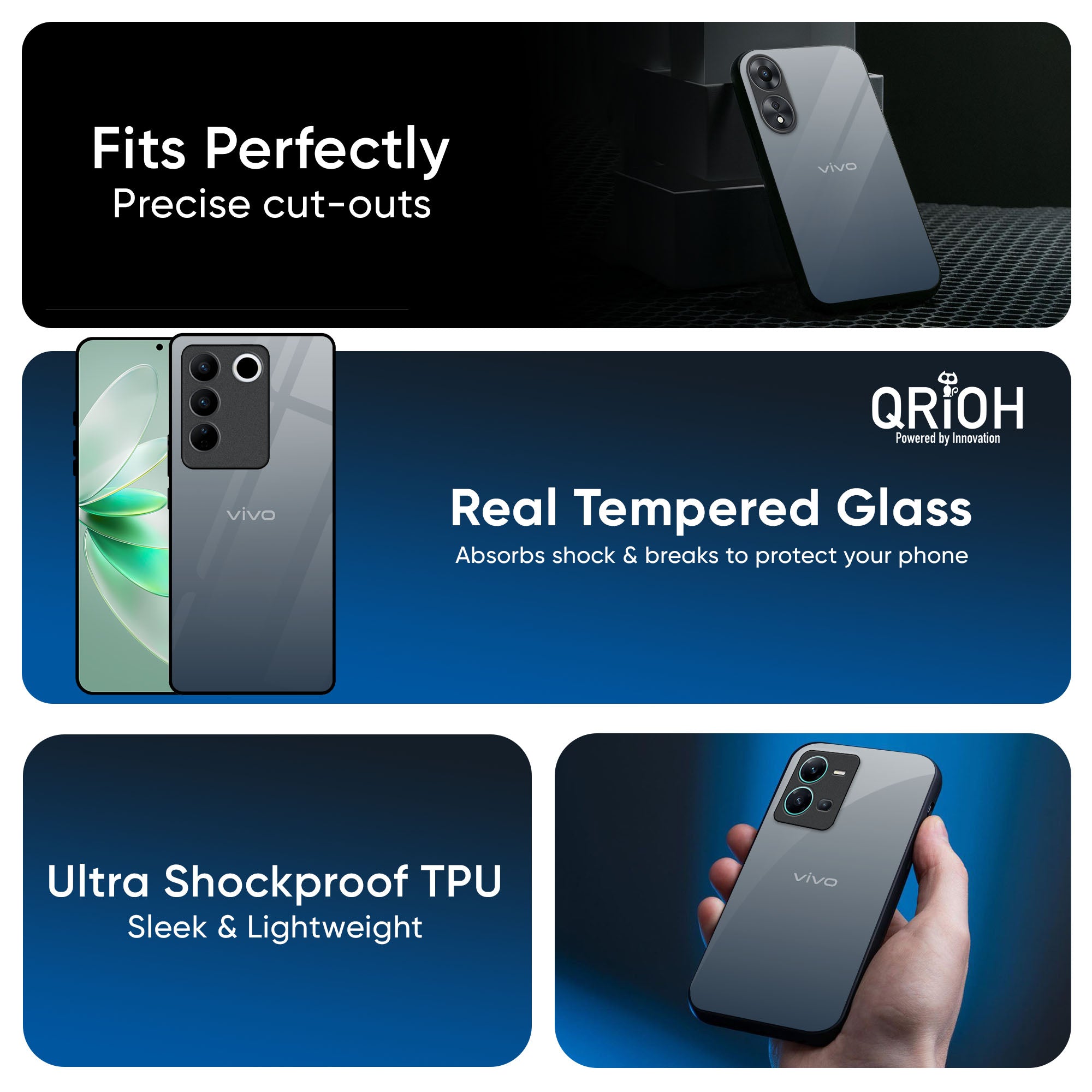 Dynamic Black Range Glass Case for IQOO Z9s Pro 5G