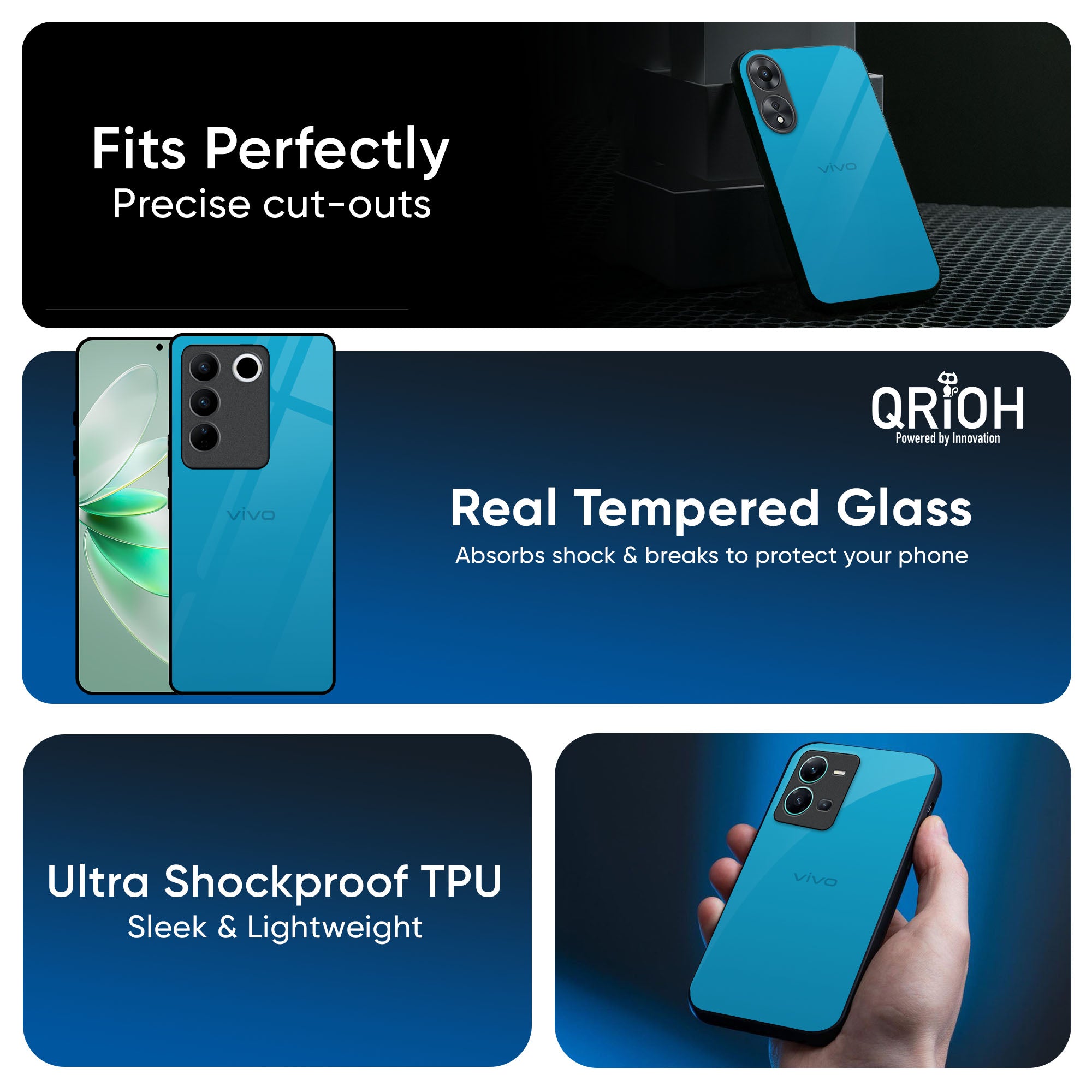 Blue Aqua Glass Case for IQOO 13 5G