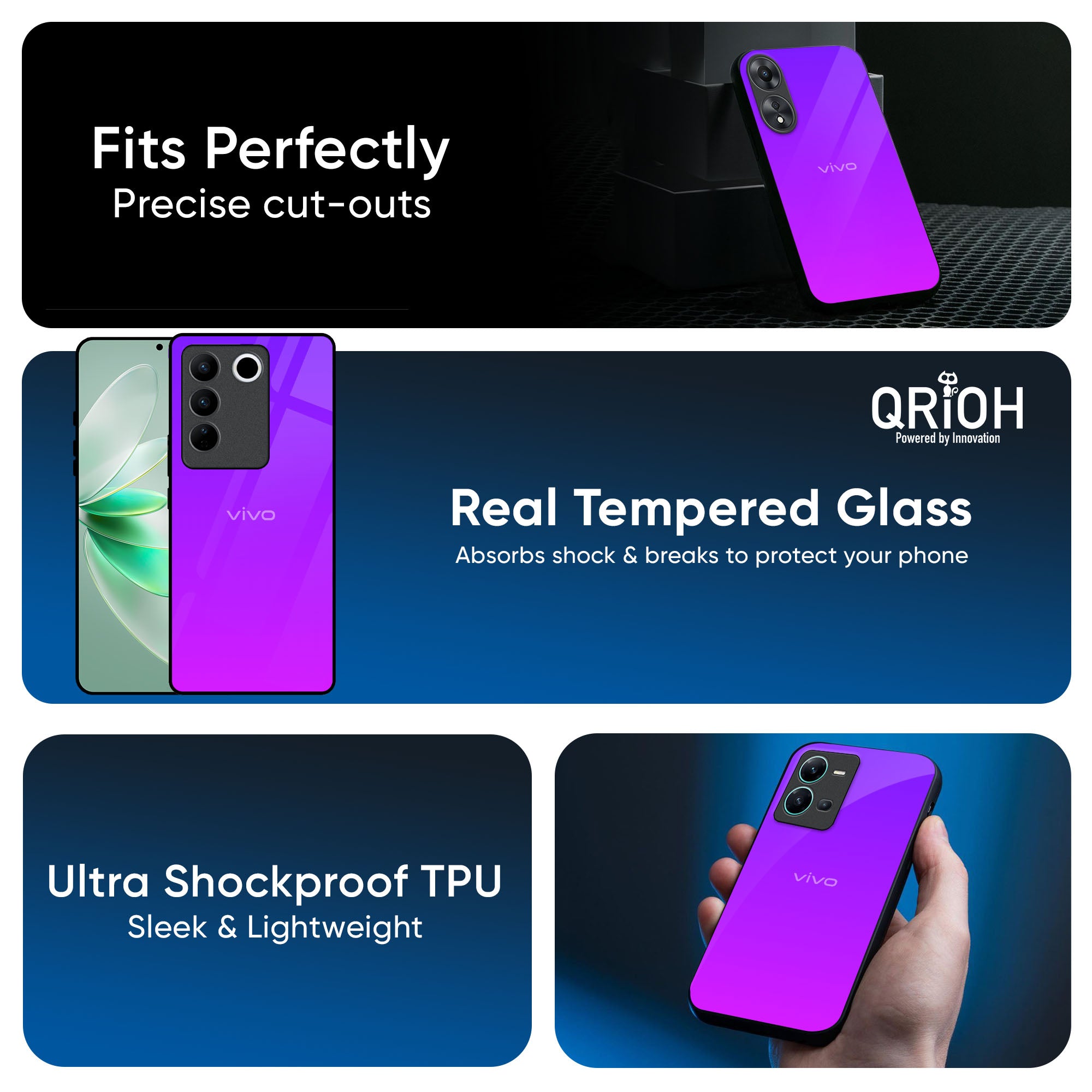 Purple Pink Glass Case for IQOO Z9s Pro 5G