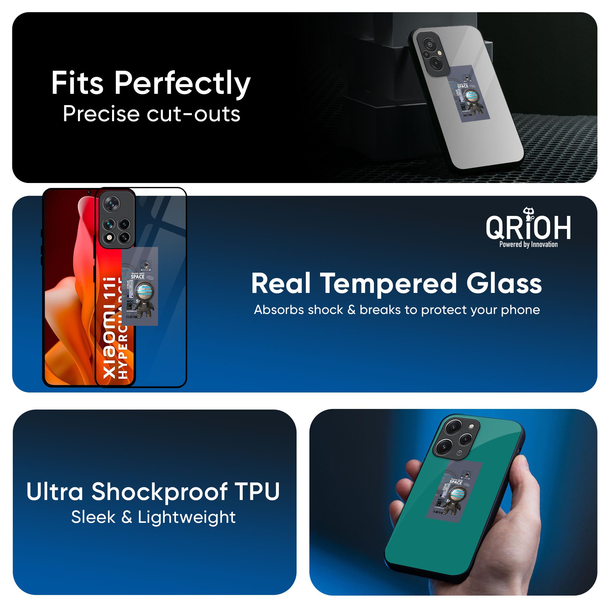 Space Travel Glass Case for Redmi Note 14 5G
