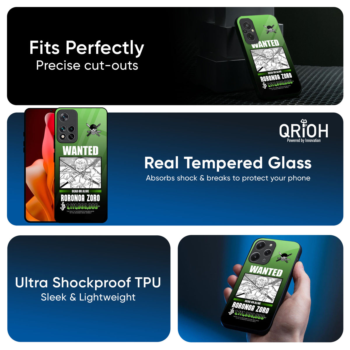 Zoro Wanted Glass Case for Redmi Note 14 Pro Plus 5G