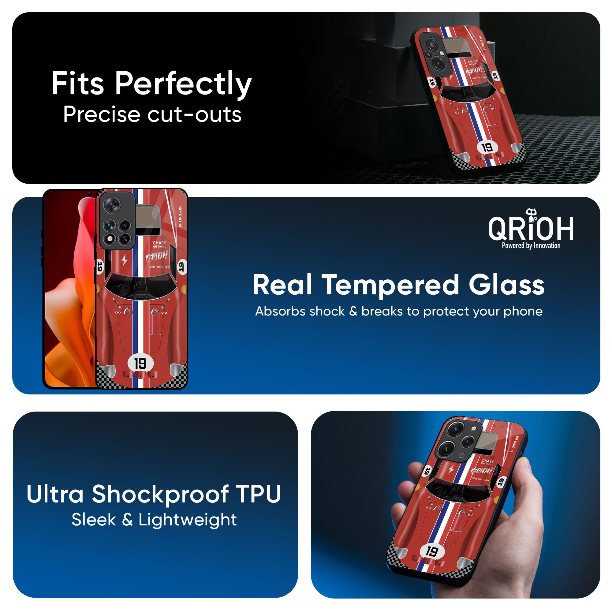Racing Vintage Glass Case for Redmi Note 12 5G