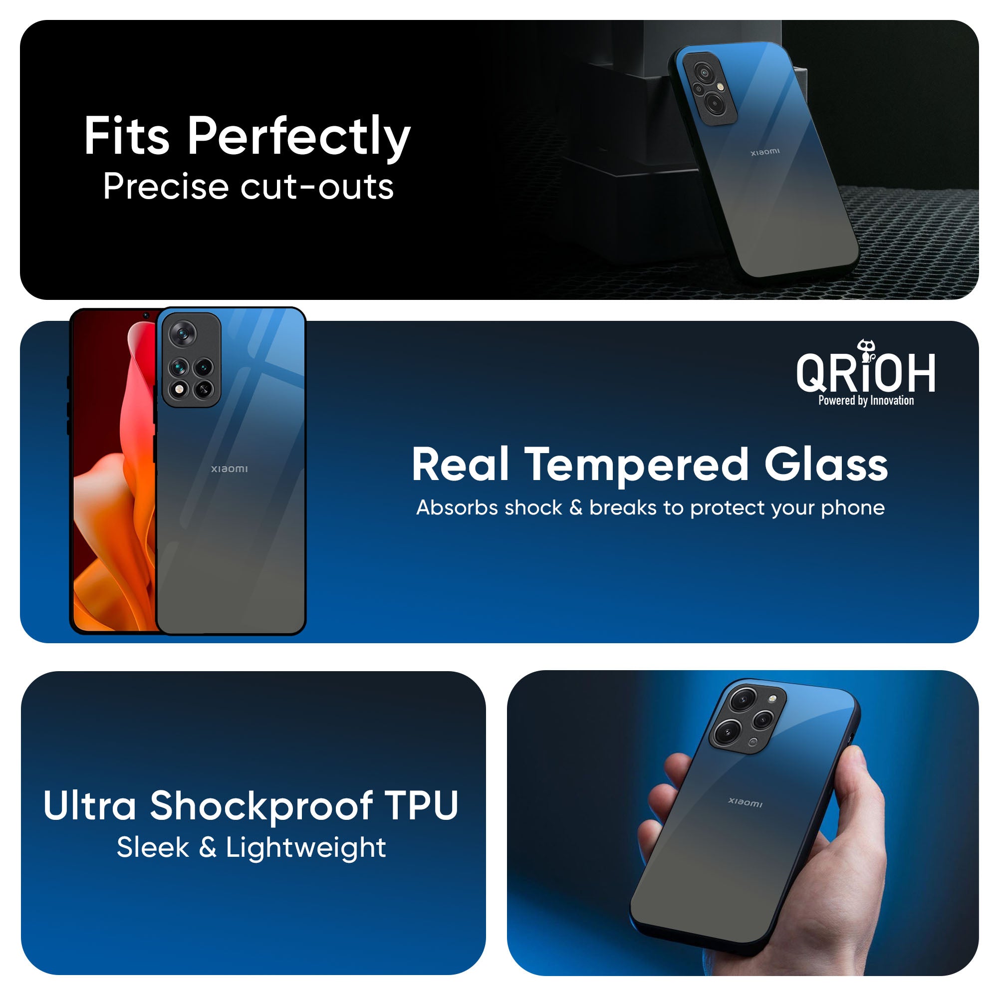 Blue Grey Ombre Glass Case for Redmi Note 14 5G