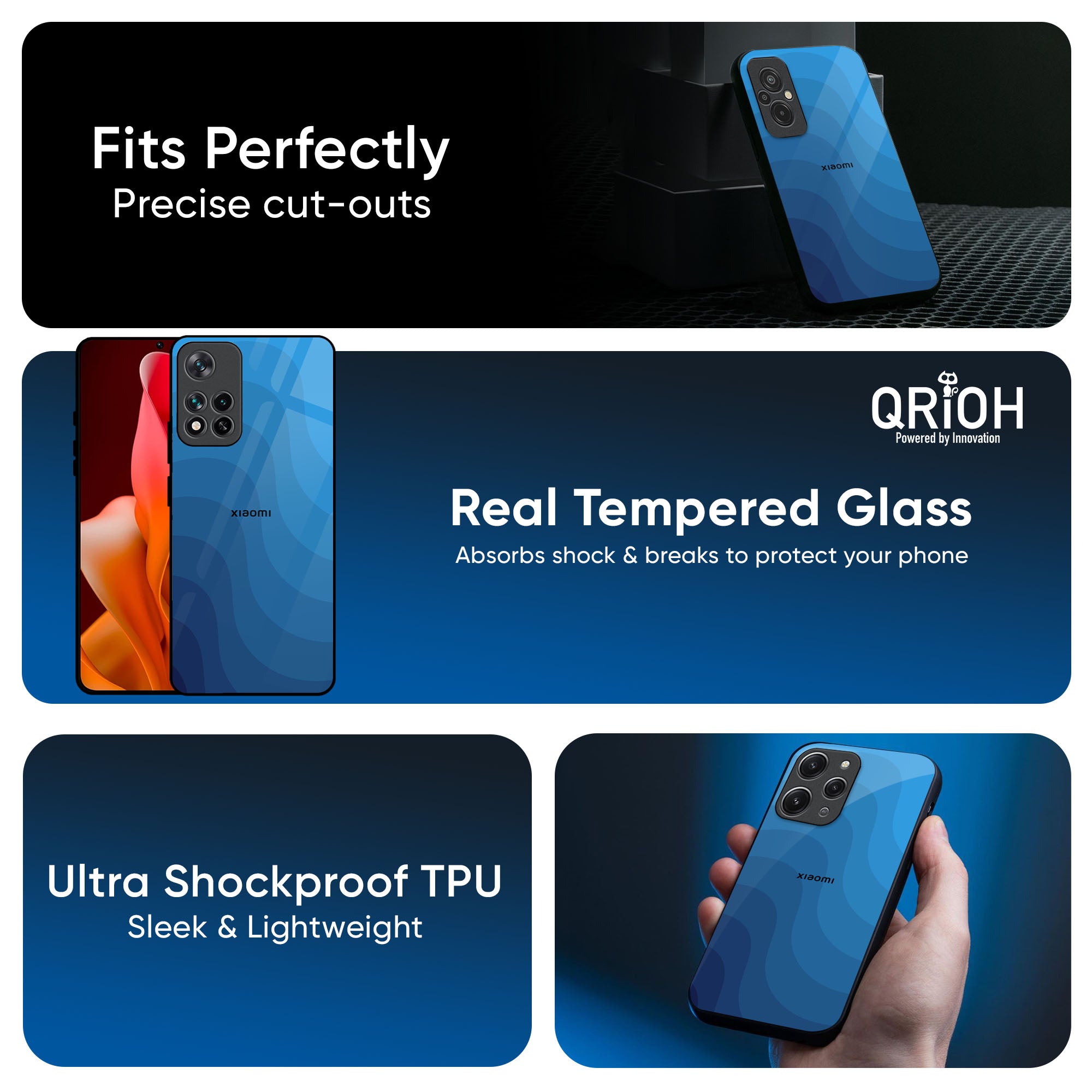 Blue Wave Abstract Glass Case for Redmi Note 14 5G