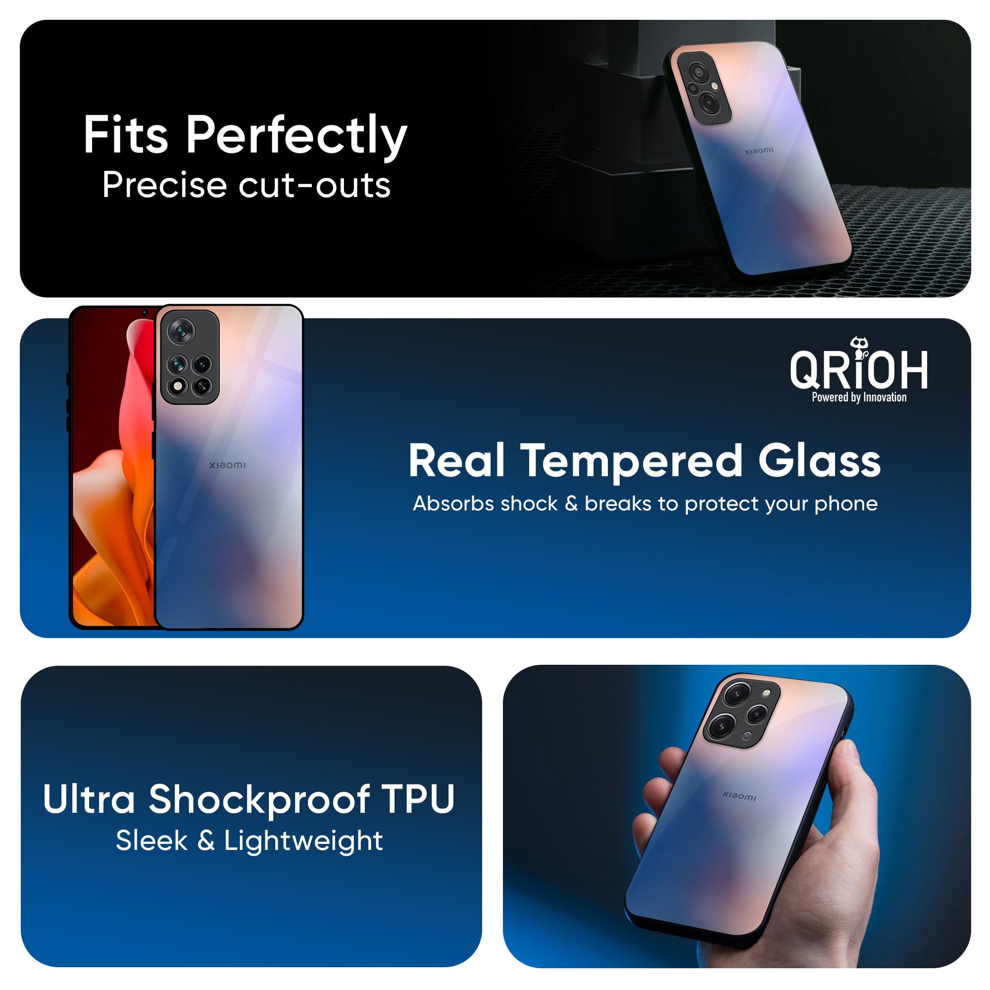 Blue Mauve Gradient Glass Case for Redmi Note 14 5G