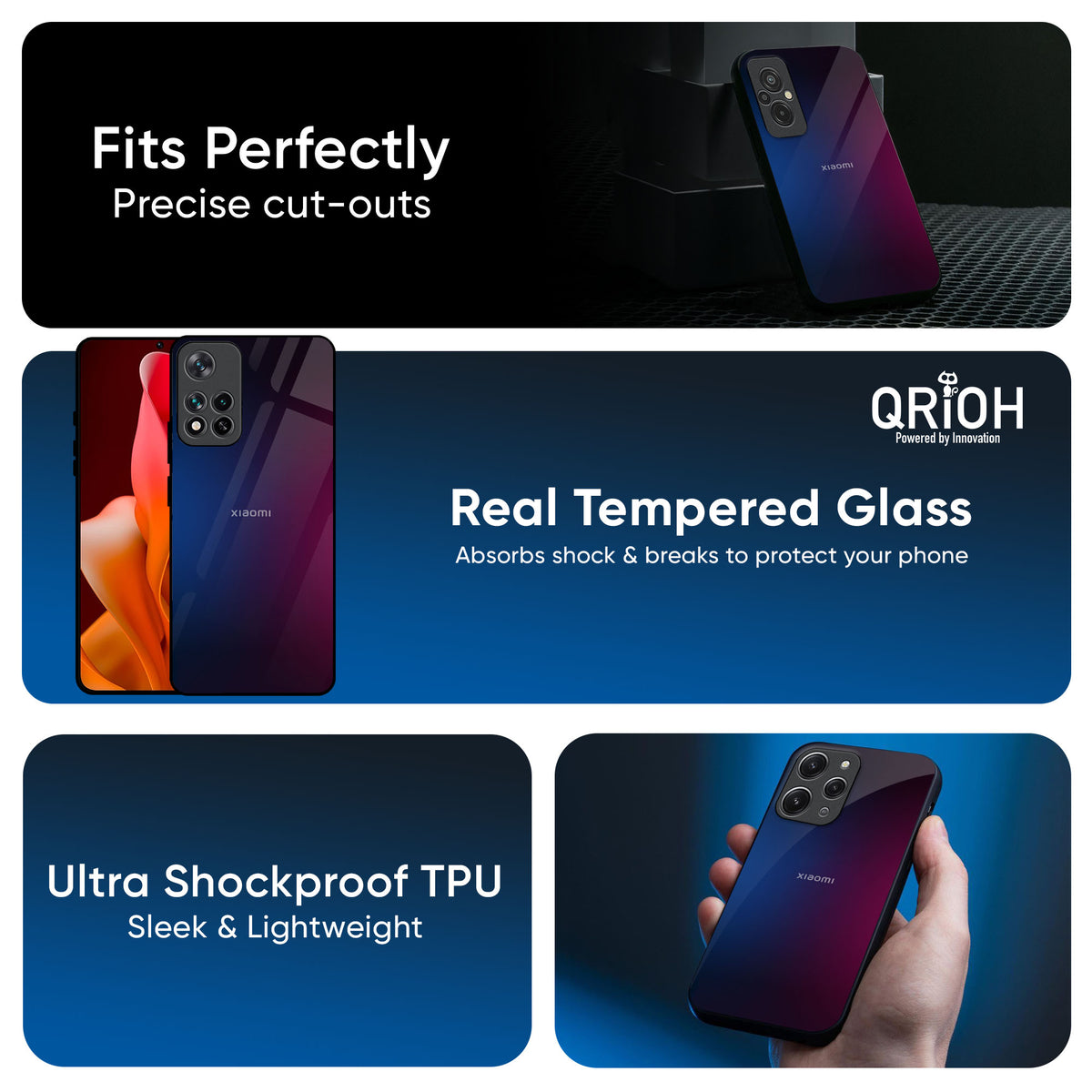 Mix Gradient Shade Glass Case For Redmi Note 14 Pro 5G