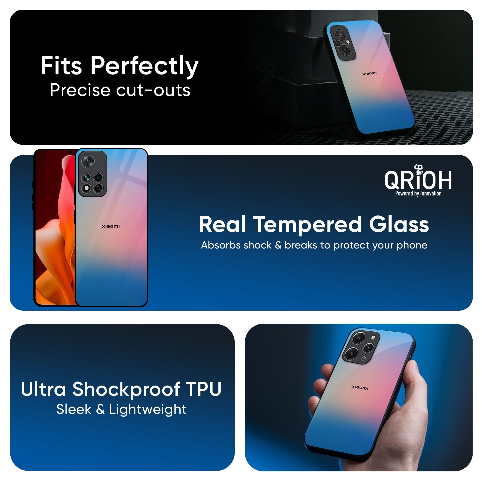 Blue & Pink Ombre Glass case for Redmi Note 14 5G