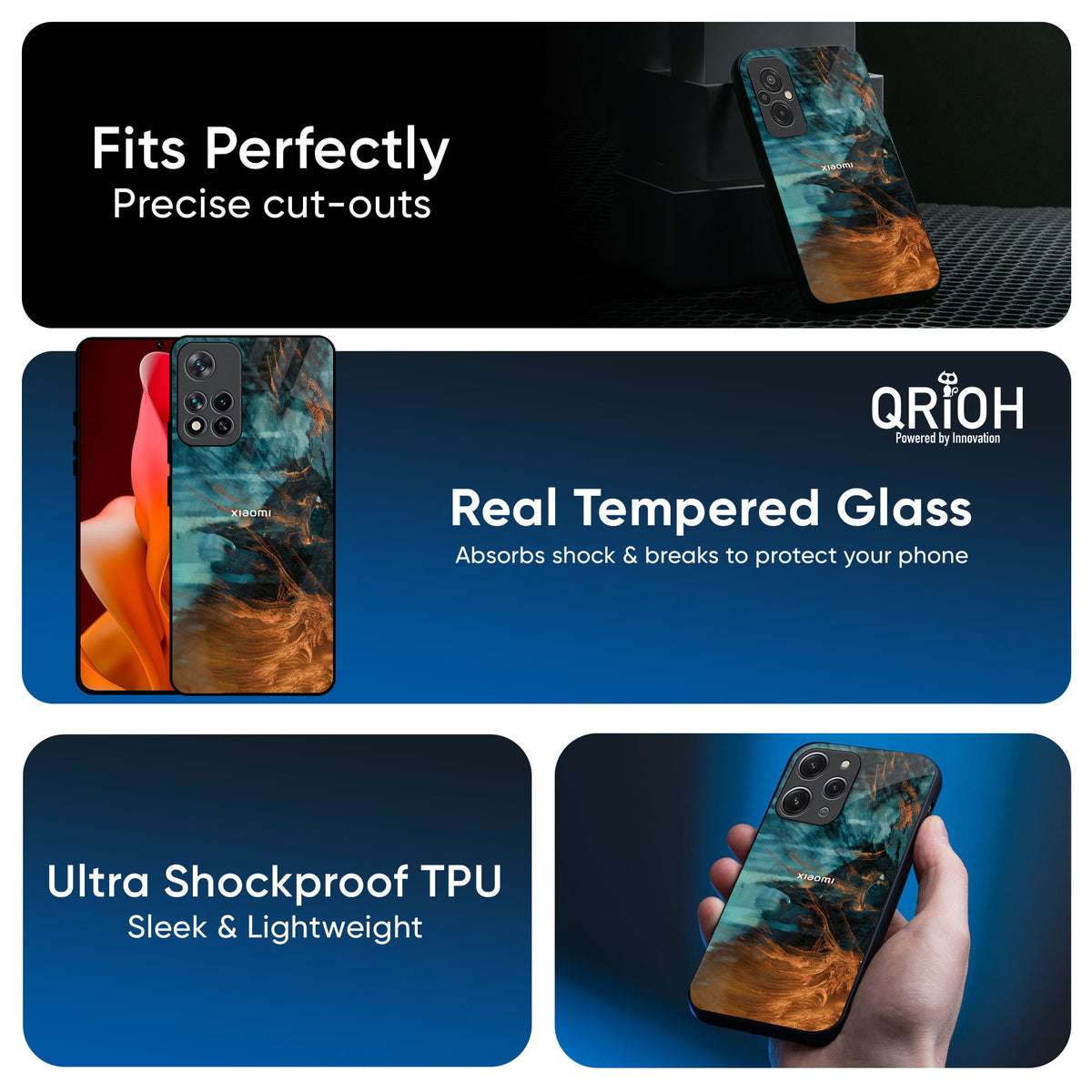 Golden Splash Glass Case for Redmi Note 14 Pro 5G