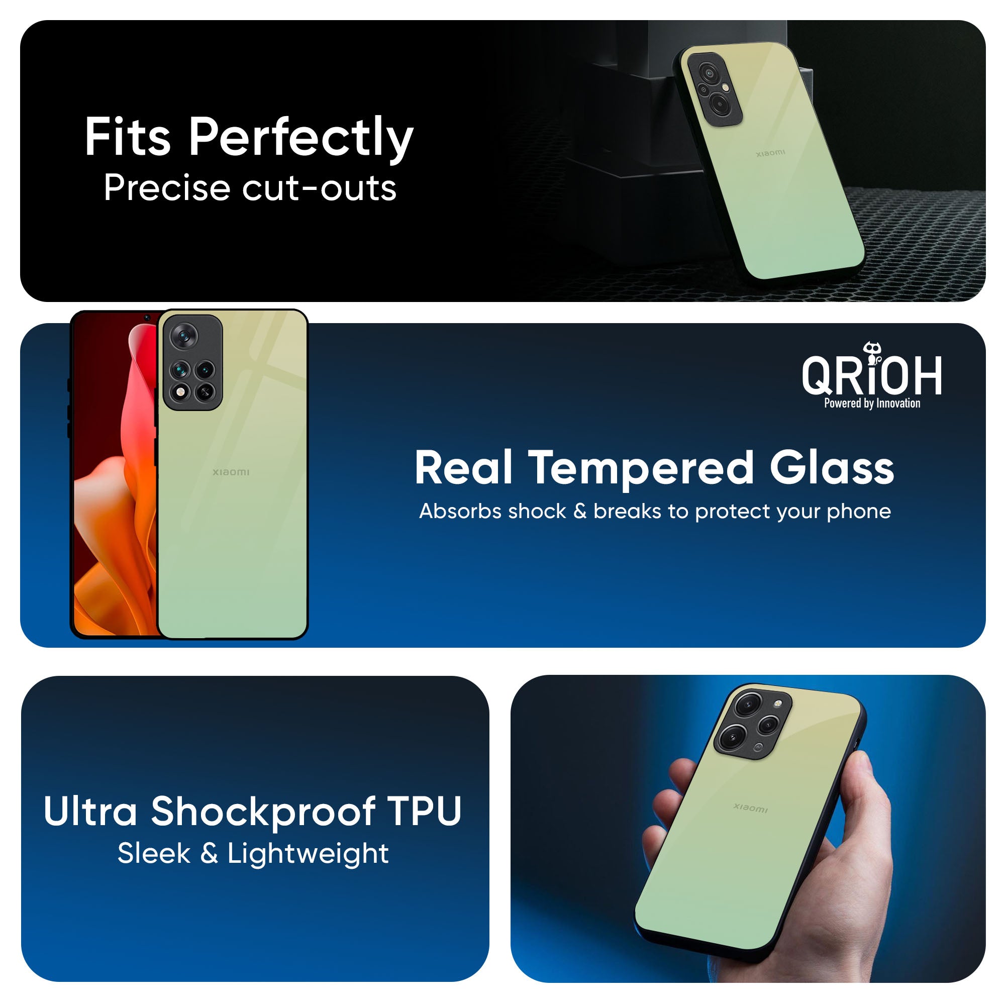 Mint Green Gradient Glass Case for Redmi Note 14 5G