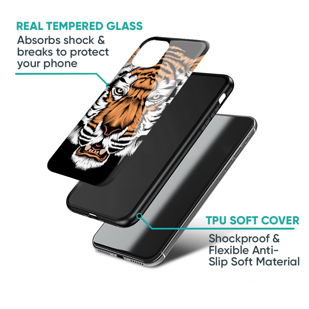 Angry Tiger Glass Case For Motorola G45 5G