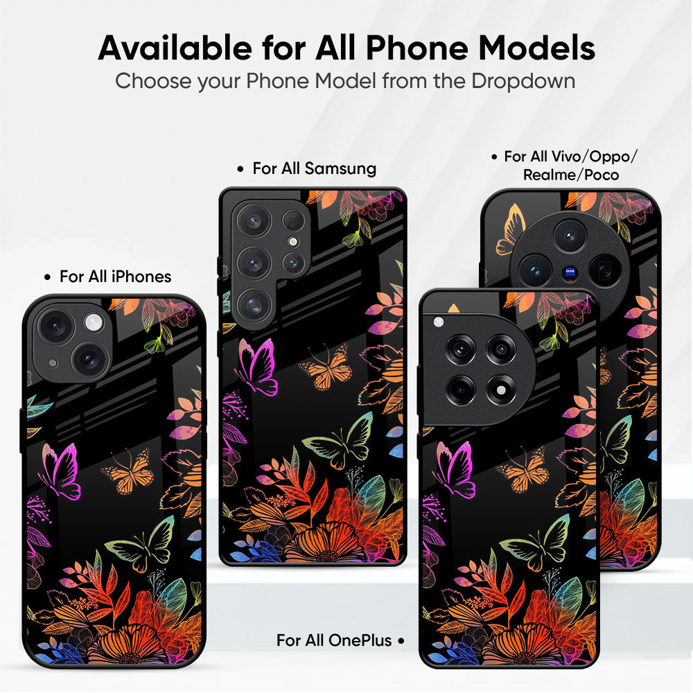 Rainbow Butterfly Metallic Glass Case