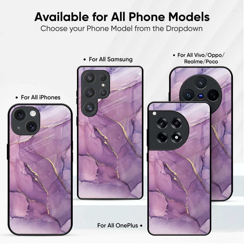 Purple Gold Marble Glass Case