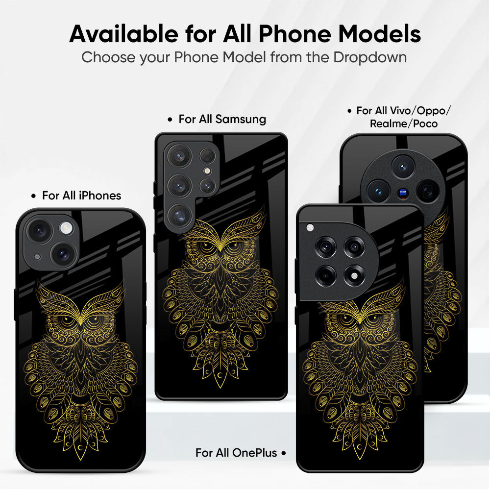 Golden Owl Glass Case