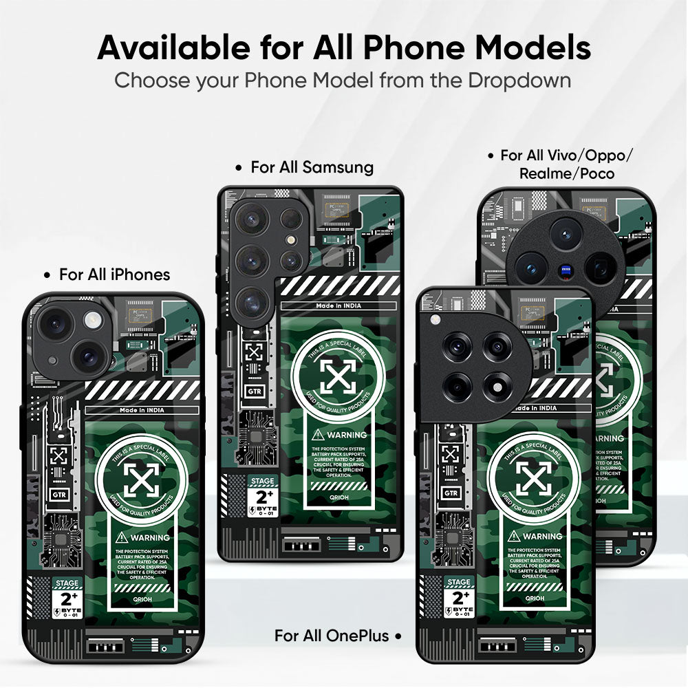 Green Camo Circuit Glass Case