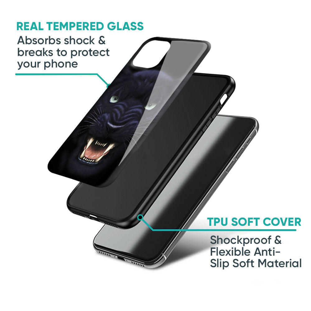 Angry Black Leopard Glass Case for Vivo X50 Pro