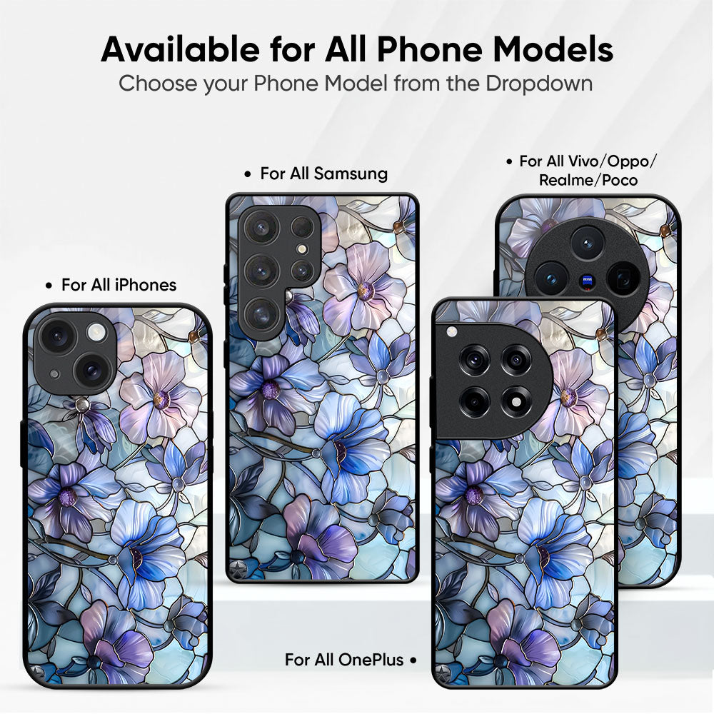 Majestic Flowers Glass Case