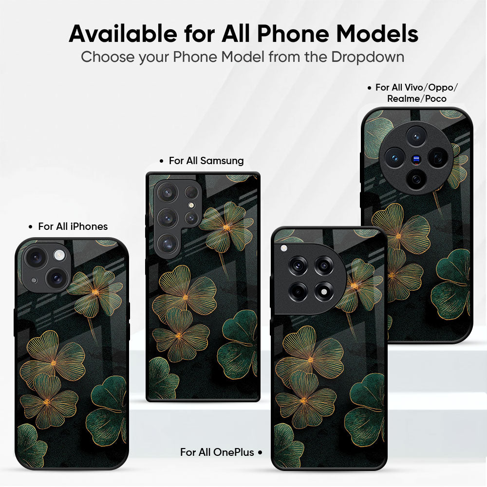 Elegant Gold Bloom Glass Case