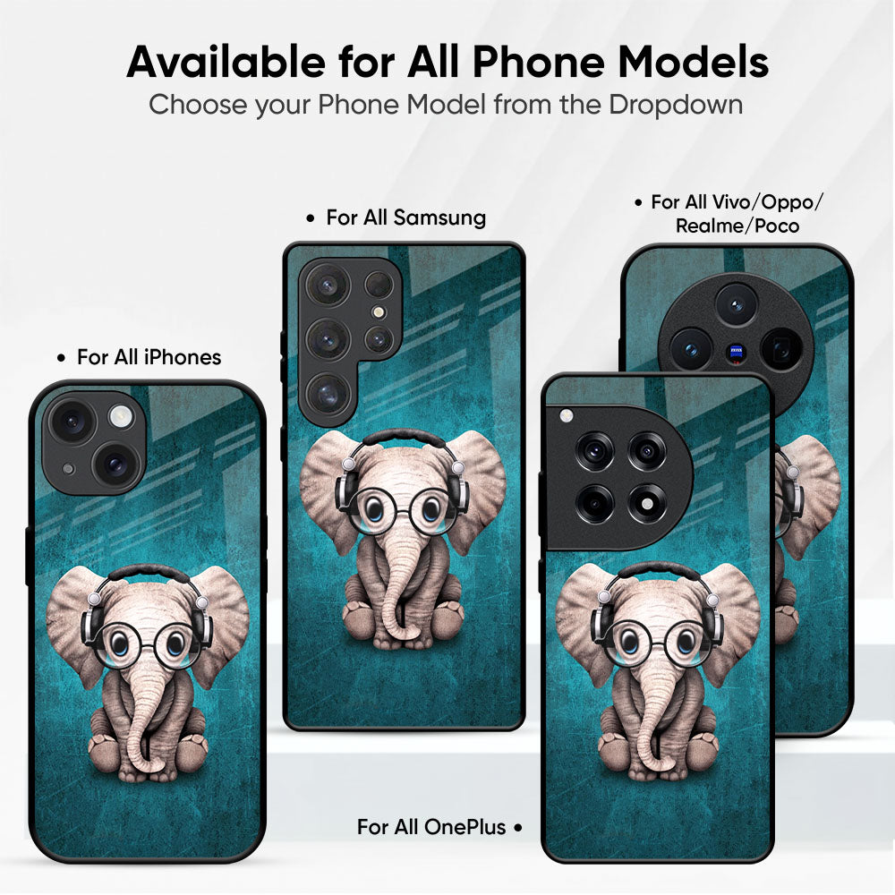Adorable Baby Elephant Glass Case