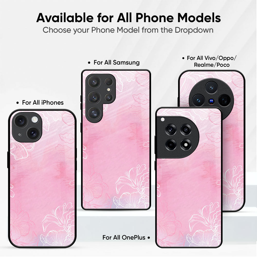 Watercolor Pink Floral Glass Case