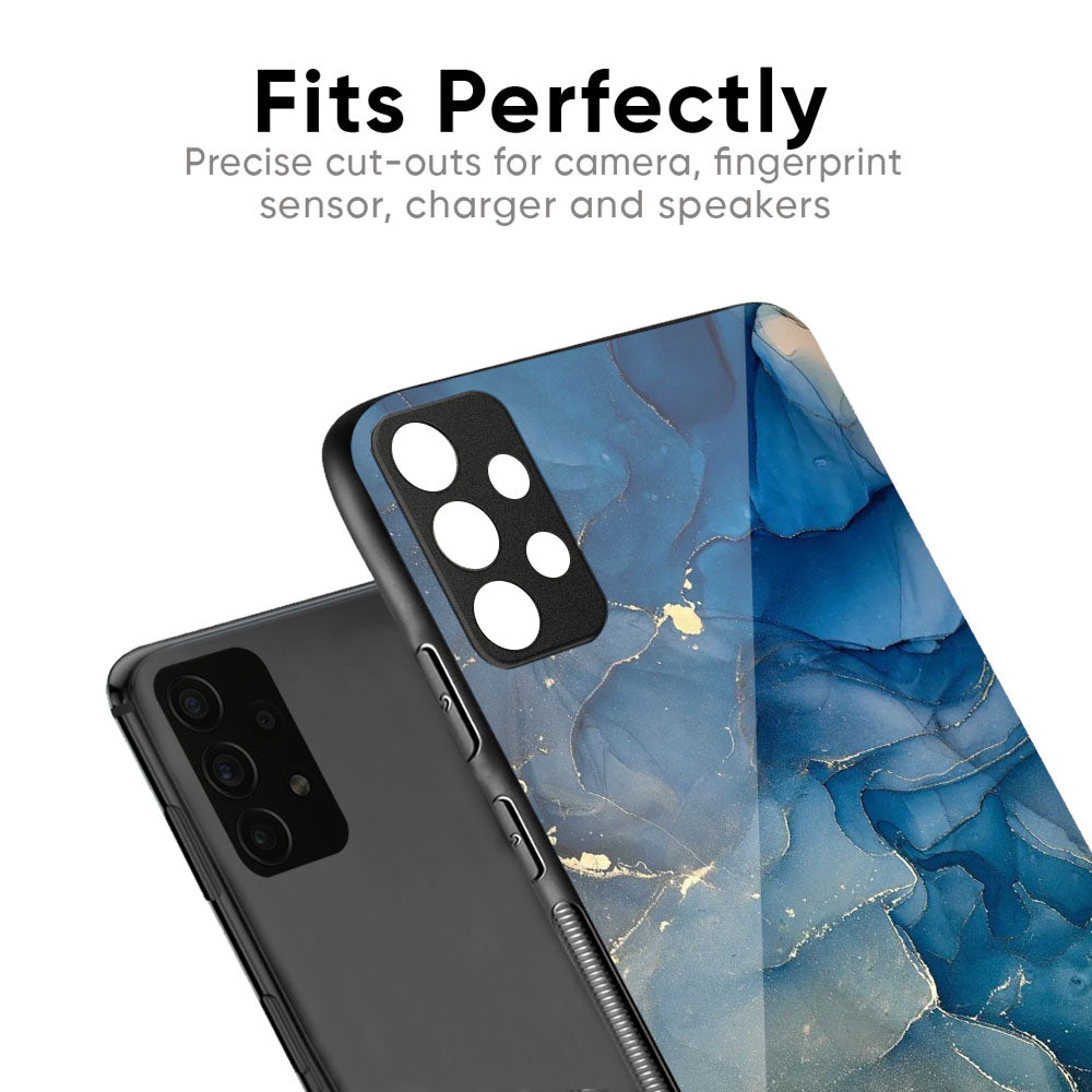 Blue Cool Marble Glass Case for Samsung Galaxy M56 5G
