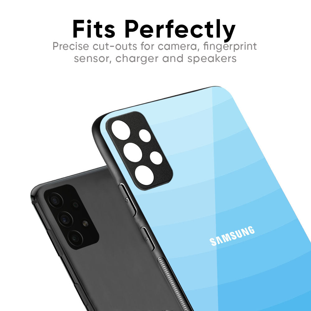 Wavy Blue Pattern Glass Case for Samsung Galaxy M56 5G