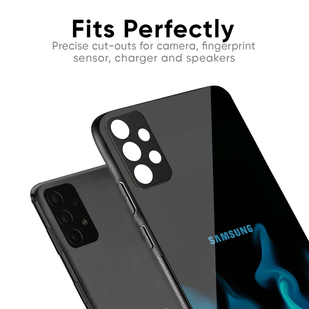 Teal Flames Glass Case for Samsung Galaxy M56 5G