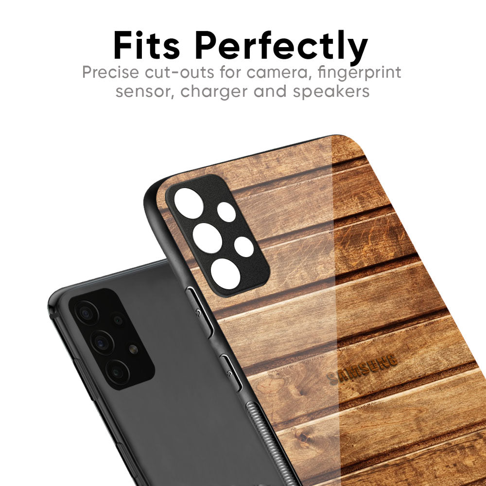Wooden Planks Glass Case for Samsung Galaxy M56 5G