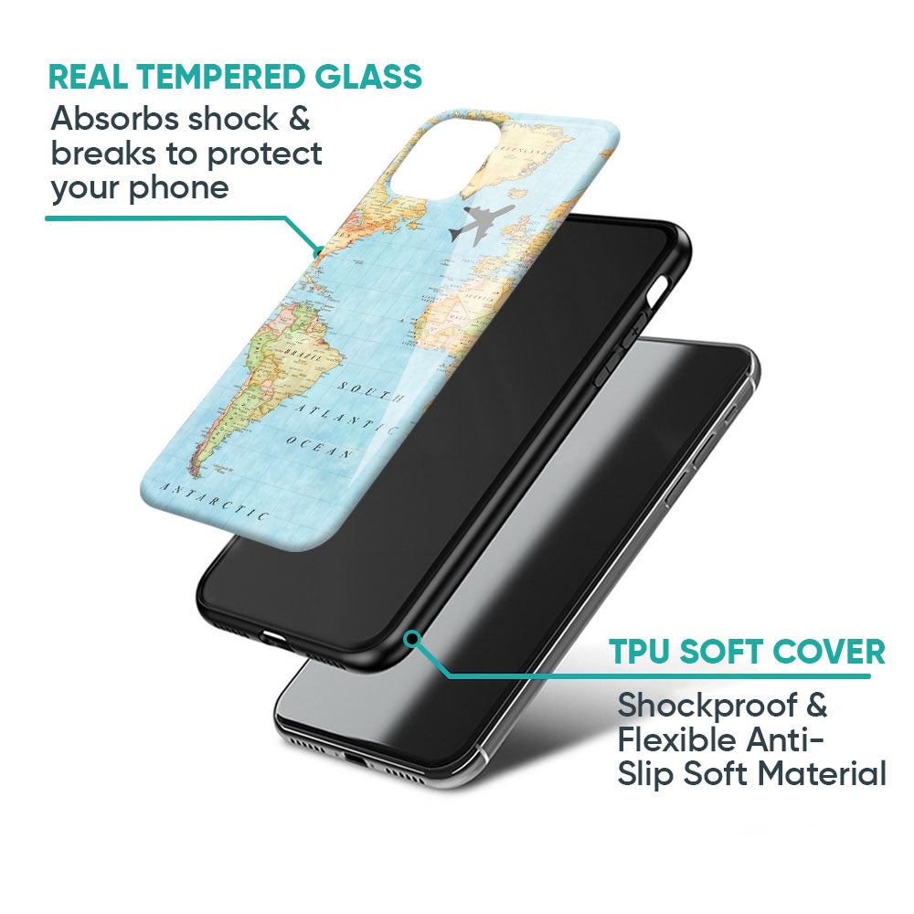 Travel Map Glass Case for Oppo K13 Turbo Pro 5G