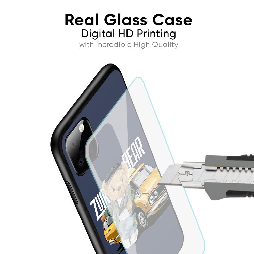 Adventurous Bear Glass Case for Vivo V30 5G