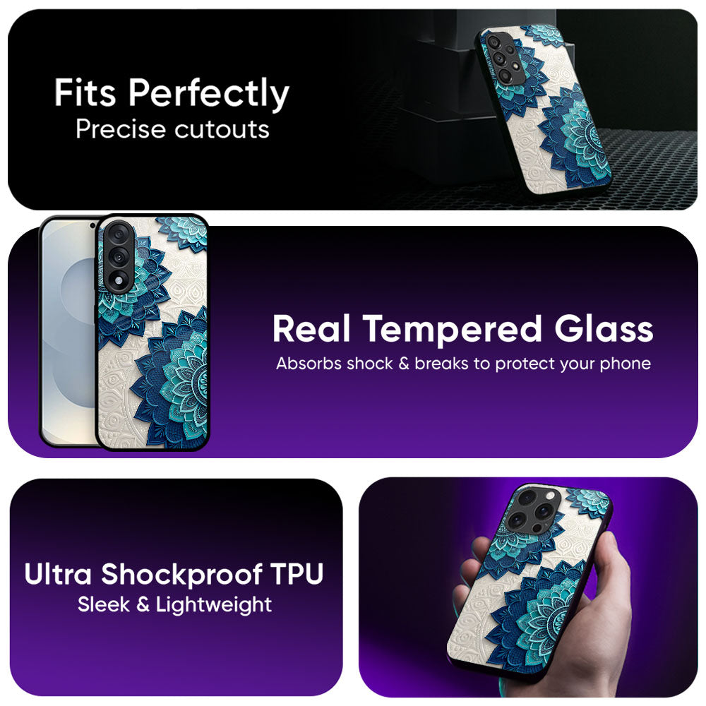 Teal Mandala Glass Case
