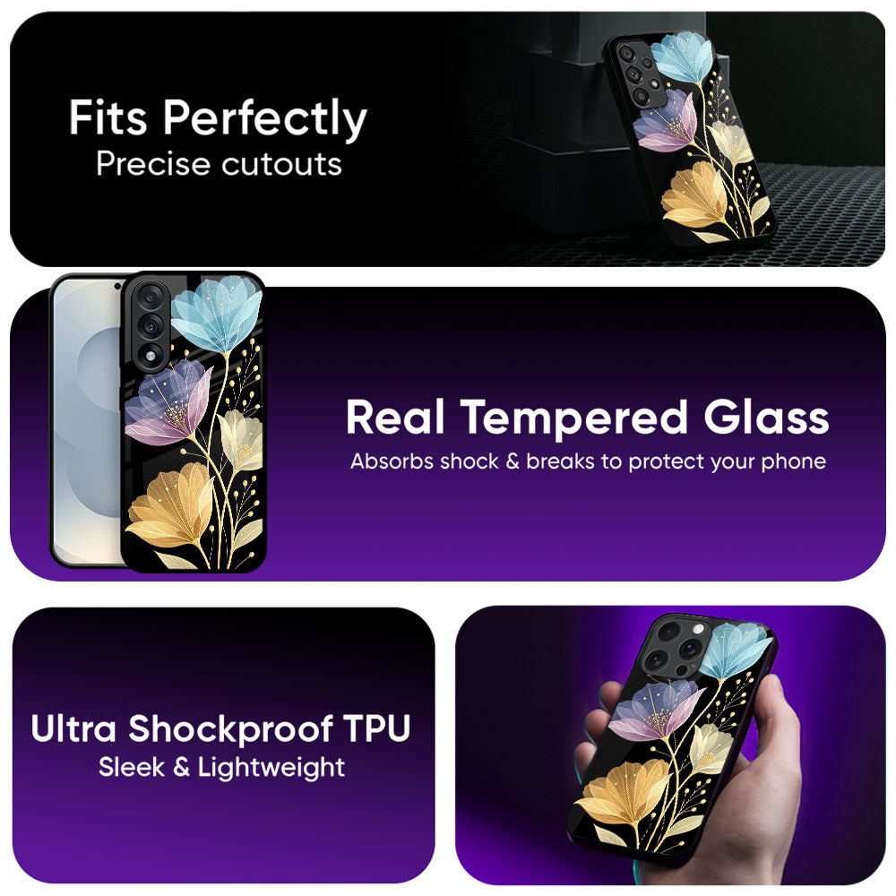 Elegant Floral Glass Case