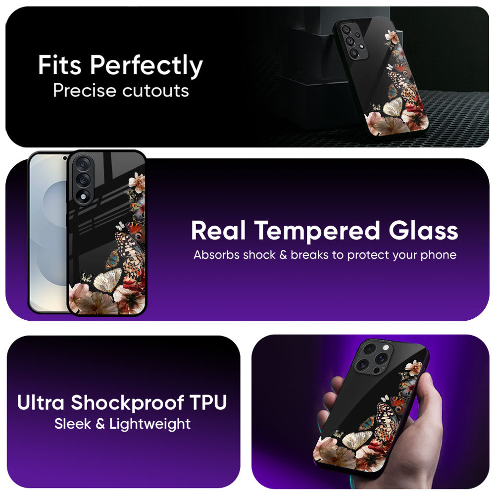 Butterfly & Floral Glass Case