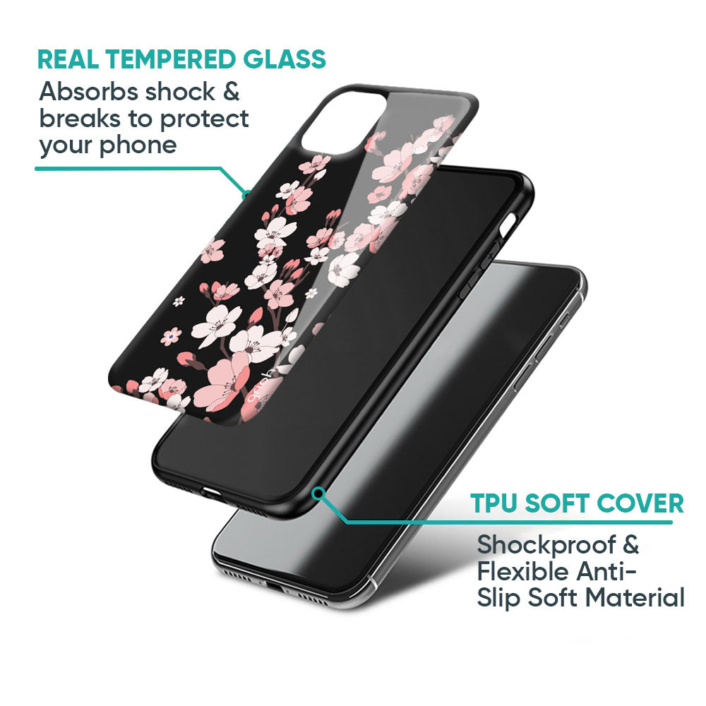 Black Cherry Blossom Glass Case for Samsung Galaxy A57 5G