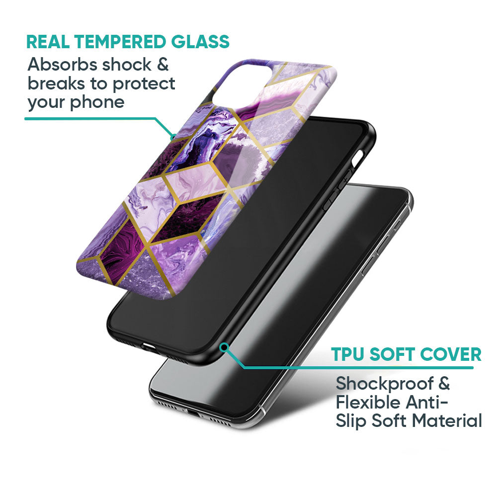 Purple Rhombus Marble Glass Case for Oppo K13 Turbo Pro 5G