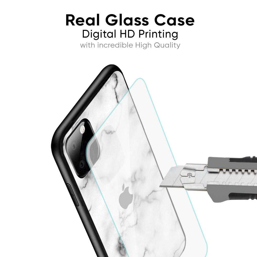 Satin White Marble Glass Case for iPhone 16 Pro Max