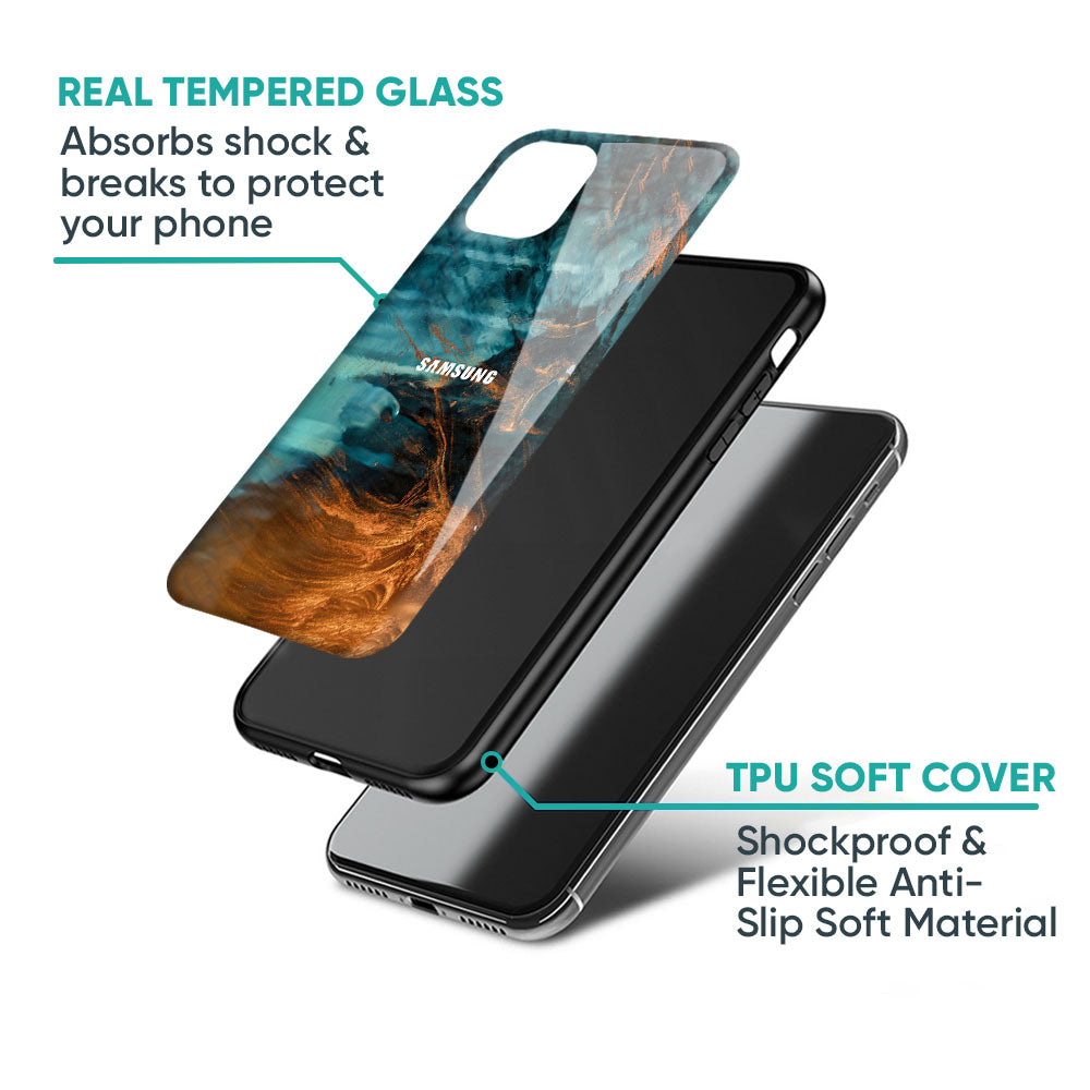 Golden Splash Glass Case for Samsung Galaxy M56 5G