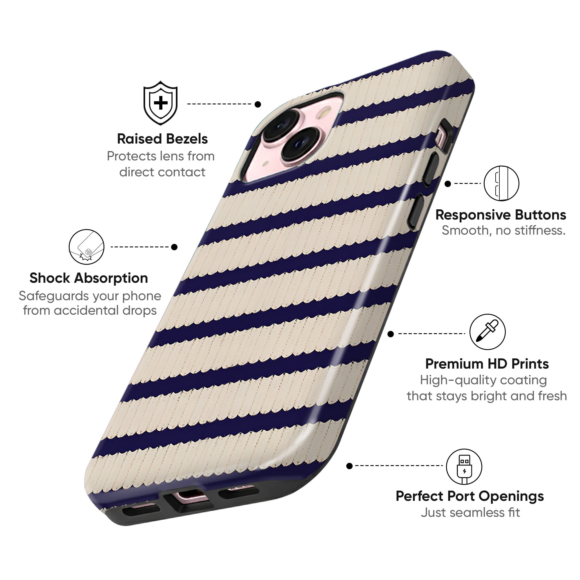 Navy Stripe Calm Tough Case