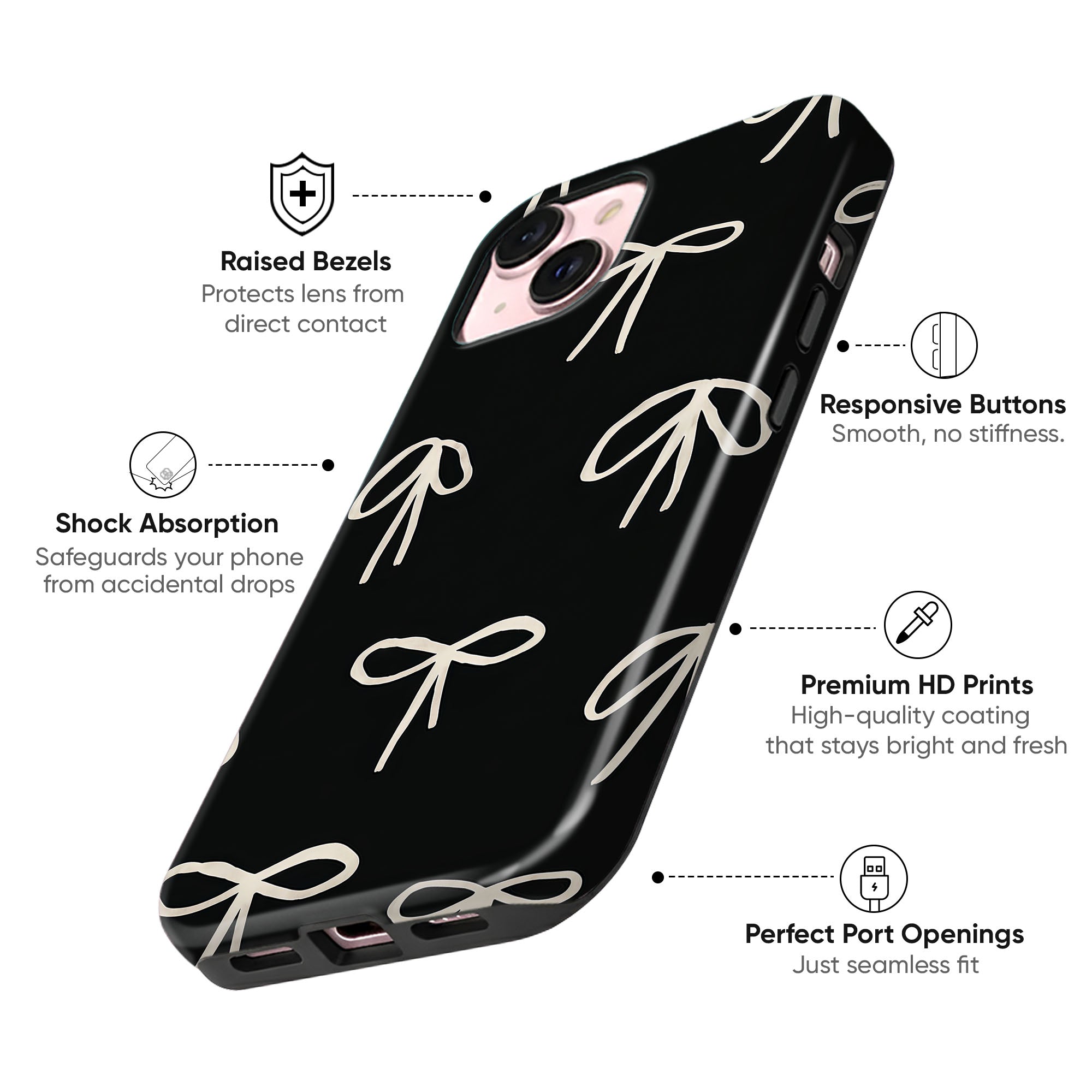 Beige Bows Tough Case